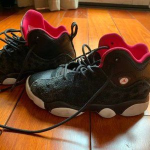 Nike Air Jordan Jumpman Team II Black Hot Pink Suede Size 12 C Little Kids 12C